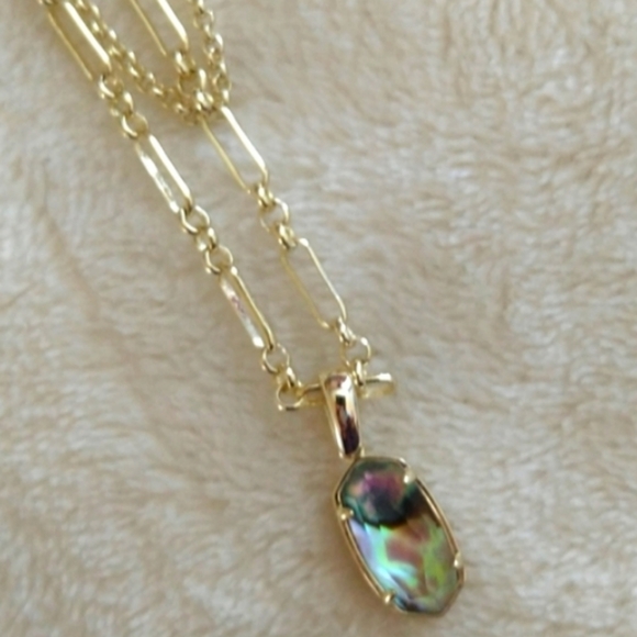 New Kendra Scott Elisa Triple Strand Gold Abalone Necklace - Picture 6 of 12
